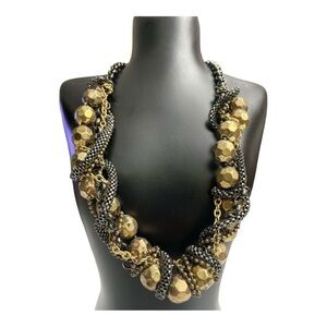 Rampage Twisted Multi Strands Chains & Gun metal Necklace/Gold
Tone Chains Gray